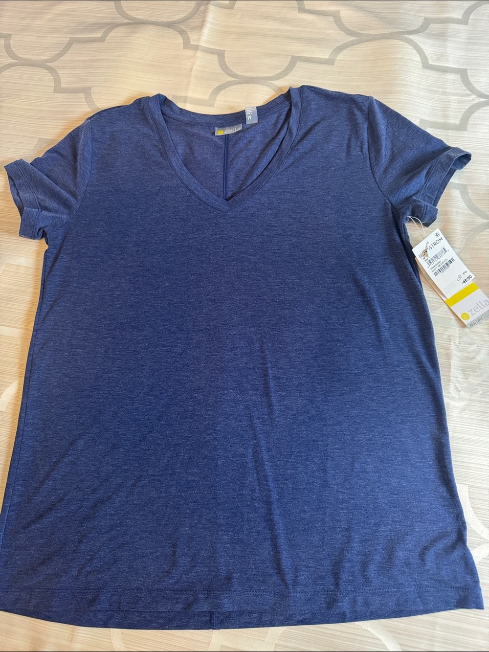 Zella Navy Heather V-Neck Short Sleeve Tee